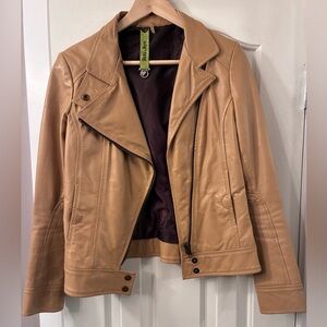 Soia & Kyo camel leather moto jacket